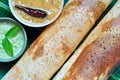 Dosa with Sambhar and chutney Royalty Free Stock Photo