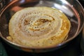 Dosai / Dosa South Indian breakfast served with silver platter Royalty Free Stock Photo