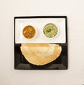 Dosai - Dosai with green sambal and sambar - south Indian foods Royalty Free Stock Photo