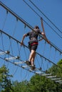 Dossena Italy 2022 Iron sun bridge suspended in the void to cross the valley on foot