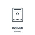 dossier icon vector from workplace collection. Thin line dossier outline icon vector illustration