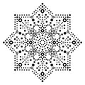 Dot art monochrome vector snowflake - Christmas or winter pattern, traditional Aboriginal dot painting design, indigenous decorati