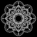 Dot art vector ethnic mandala, traditional Aboriginal dot painting design, indigenous decoration from Australia in white Royalty Free Stock Photo