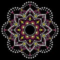 Dot art vector ethnic mandala, traditional Aboriginal dot painting design, indigenous decoration from Australia in pink and white Royalty Free Stock Photo