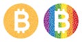 Dot Bitcoin Gold Coin Composition Icon of LGBT-Colored Circles