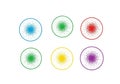 Dot clusters in the circles correspond to the color of their outlines, Royalty Free Stock Photo