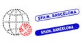 Dot Collage Stop Global Web with Textured Spain, Barcelona Seals