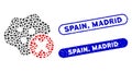 Dot Collage Stop Infection with Scratched Spain, Madrid Stamps