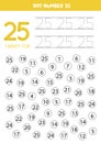 Dot or color all numbers 25. Educational game.