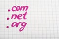 Dot COM NET ORG Domain - internet concept Royalty Free Stock Photo