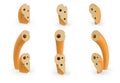 Dot and comma symbol. Set of three view points on white. 3D