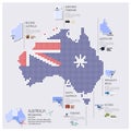 Dot And Flag Map Of Australia Infographic Design