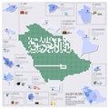 Dot And Flag Map Of Saudi Arabia Infographic Design