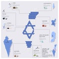 Dot And Flag Map Of State of Israel Infographic