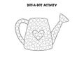 Dot a dot game for preschool kids. Cartoon watering pot