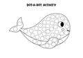 Dot a dot game for preschool kids. Cute whale Royalty Free Stock Photo