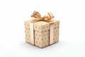 dot giftbox with golden riboon or bow, present for Christmas, New Year, Birthday or Valaentine, ai generated