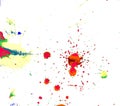 Dot green blue yellow red black color watercolor Paint splashes on white paper background abstract Royalty Free Stock Photo