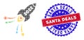Dot Halftone 2022 fireworks rocket Icon and Bicolor Santa Deals Rough Rubber Imprint Royalty Free Stock Photo