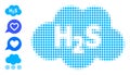 Dot Halftone Hydrogen Sulfide Cloud Icon and Source Icons