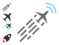 Pixel Halftone Supersonic Airplane Flight Icon and Source Icons