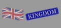 Scratched Kingdom Seal and Dotted Halftone Waving United Kingdom Flag Image