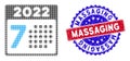 Dot Halftone 2022 year 7th day Icon and Bicolor Massaging Grunge Stamp Royalty Free Stock Photo