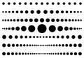 Dot line set. Dotted divider collection. Vector circle lines patterns. Template simple page border. Black graphic design element