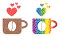 Dot Love Coffee Cup Composition Icon of LGBT-Colored Circles