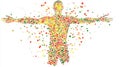 Dot Matrix Vitruvian Man. Generative AI