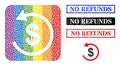 Distress No Refunds Stamp Seal and Dotted Mosaic Dollar Refund Hole Icon for LGBT