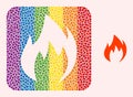 Dotted Mosaic Fire Flame Carved Pictogram for LGBT