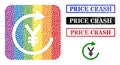 Distress Price Crash Stamp and Dot Mosaic Japanese Yen Repay Carved Pictogram for LGBT