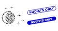 Dot Mosaic Night with Grunge Nudists Only Stamps Royalty Free Stock Photo