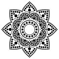 Dot painting vector ethnic mandala, traditional Aboriginal dot painting design, ethnic floral decoration from Australia in black o Royalty Free Stock Photo