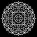 Mandala vector dot painting design, Aboriginal traditional pattern in white on black background Royalty Free Stock Photo