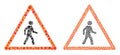 Spheric Dot Pedestrian Man Warning Icon Mosaic