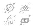 Dot plot, Audit and Loyalty points icons set. Payment sign. Presentation graph, Arrow graph, Bonus bags. Vector