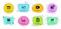 Dot plot, Decreasing graph and Video camera icons set. Vector
