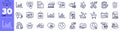 Dot plot, Loan percent and Payment card line icons pack. For web app. Vector