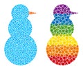 Dot Snow Man Mosaic Icon of Bright Spheric Dots