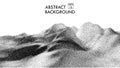 Dot stipple landscape mountains. Vector landscape in dotwork style. Black and white grainy dotwork design. Pointillism graphic