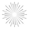 Dot sunburst. Halftone effect beams. Sun ray from points. Abstract dotted background. Vector. Royalty Free Stock Photo