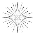 Dot sunburst. Halftone effect beams. Sun ray from points.