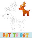 Dot to dot Christmas puzzle. Connect dots game. Deer vector illustration