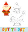 Dot to dot Christmas puzzle. Connect dots game. Santa claus vector illustration
