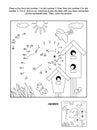 Dot-to-dot and coloring page with birds and birdhouses