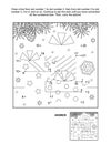 Dot-to-dot and coloring page with three gift boxes