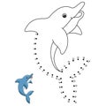 Dot to Dot Dolphin Isolated Coloring Page for Kids Royalty Free Stock Photo