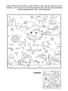 Dot-to-dot and coloring page with gingerbread man